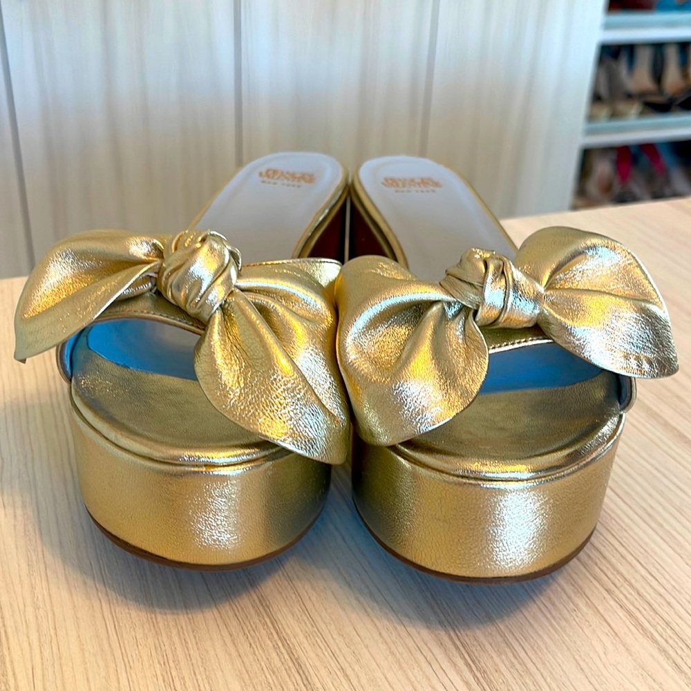 Gold Platform Bow Women's Shoes